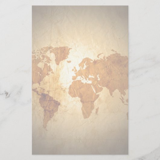 oude wereldkaart over vintage geplisseerd papier (Voorkant)