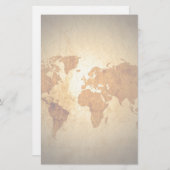 oude wereldkaart over vintage geplisseerd papier (Voorkant / Achterkant)