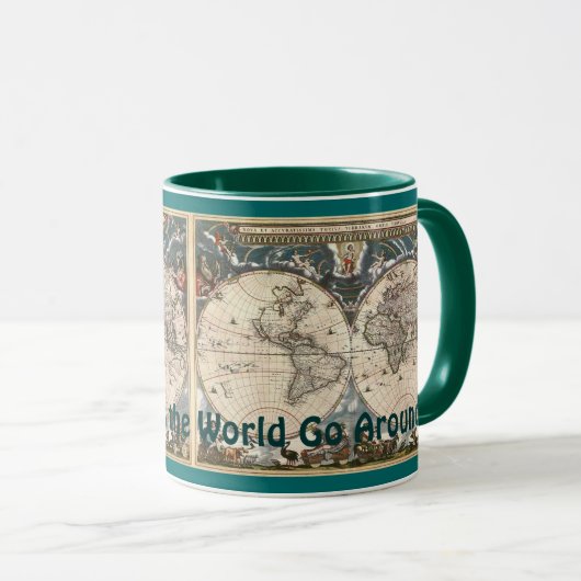 oude Wereldkaart plezier Drink Mok (Voorkant rechts)