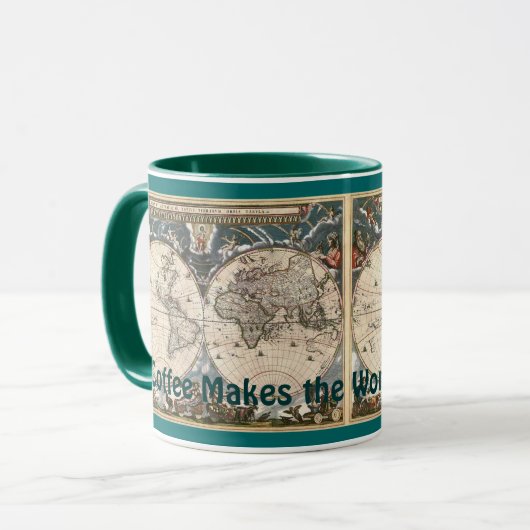  oude Wereldkaart plezier Drink Mok (Voorkant links)