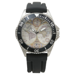 Oude Wereldkaart polt Horloge