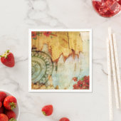 Oude Wereldkaart & Poppies Aangepaste papieren ser Servet (Insitu)