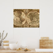 oude wereldkaart poster (Keuken)
