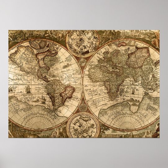 oude wereldkaart poster | zazzle.nl