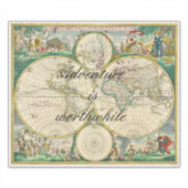 Oude wereldkaart Reizen Vakantie Avontuur Citaten Sticker (Voorkant)