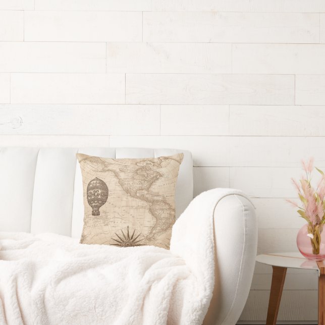 Oude Wereldkaart Sierkussen (Bank)