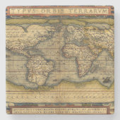 Oude Wereldkaart Stenen Onderzetter (Voorkant)