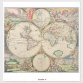Oude Wereldkaart Sticker (Vel)