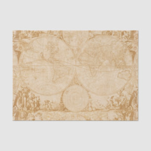 oude Wereldkaart Tan Decoupage Tissuepapier