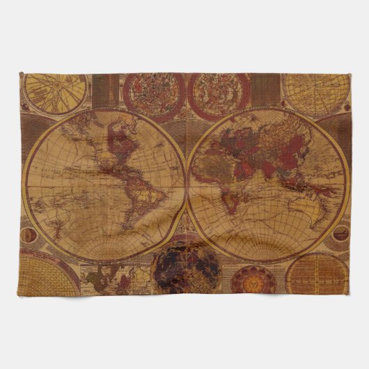 Oude Wereldkaart Tea Towels Theedoek (Horizontaal)