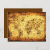 Oude Wereldkaart Uitnodiging Kaarten (Voorkant / Achterkant)