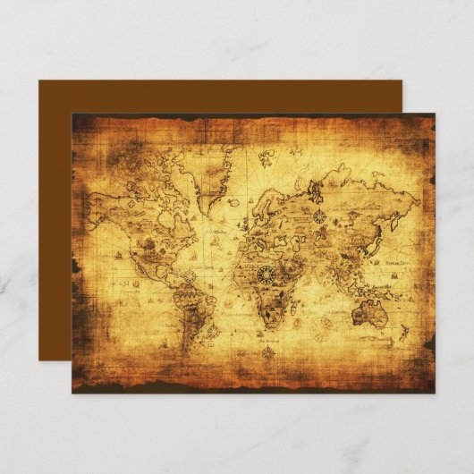 Oude Wereldkaart Uitnodiging Kaarten (Voorkant / Achterkant)
