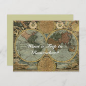 Oude Wereldkaart Uitnodiging Kaarten (Voorkant / Achterkant)