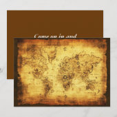 Oude Wereldkaart Uitnodiging Kaarten (Voorkant / Achterkant)