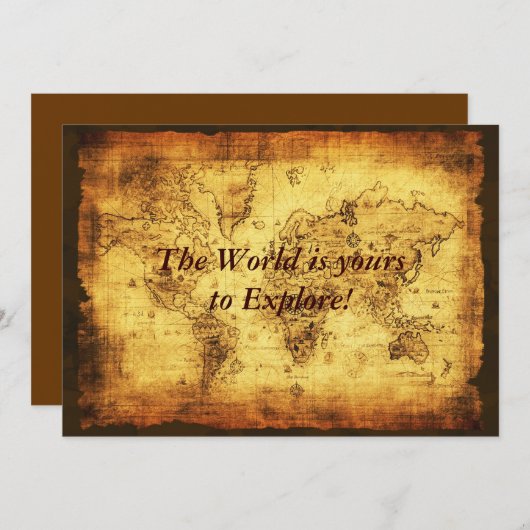 Oude Wereldkaart Uitnodiging Kaarten (Voorkant / Achterkant)