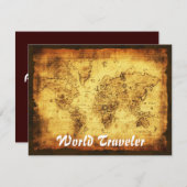 Oude Wereldkaart Uitnodiging Kaarten (Voorkant / Achterkant)
