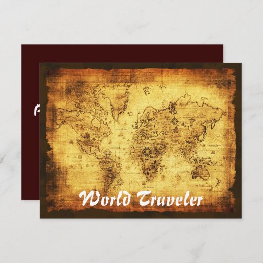 Oude Wereldkaart Uitnodiging Kaarten (Voorkant / Achterkant)