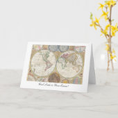 Oude Wereldkaart van 1794 - Goed Geluk in Uw Kaart (Gele Bloem)