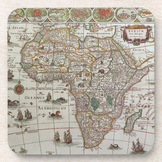 Oude Wereldkaart van Afrika, circa 1635 Drankjes Onderzetter (Voorkant)