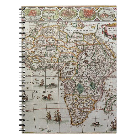 Oude Wereldkaart van Afrika door Blaeu, circa 1635 Notitieboek (Voorkant)