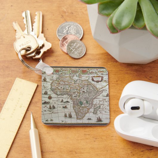 Oude Wereldkaart van Afrika door Blaeu, circa 1635 Sleutelhanger (Bureau)