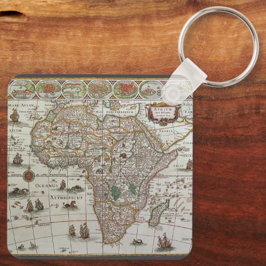 Oude Wereldkaart van Afrika door Blaeu, circa 1635 Sleutelhanger (Achterkant)