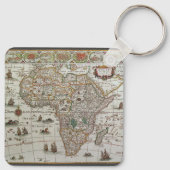 Oude Wereldkaart van Afrika door Blaeu, circa 1635 Sleutelhanger (Achterkant)