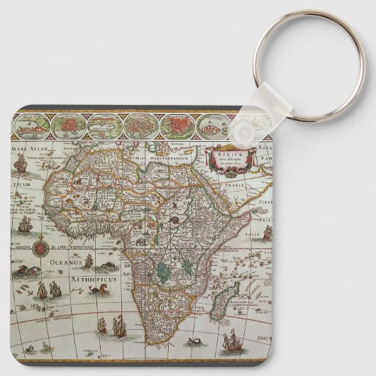 Oude Wereldkaart van Afrika door Blaeu, circa 1635 Sleutelhanger (Achterkant)