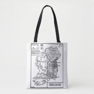 Oude Wereldkaart van de Ierse kunst Illustratie Tote Bag