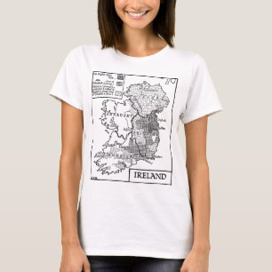 oude Wereldkaart van Ierland art illustratie T-shirt