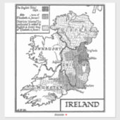  oude Wereldkaart van Ierland kunst Sticker (Vel)