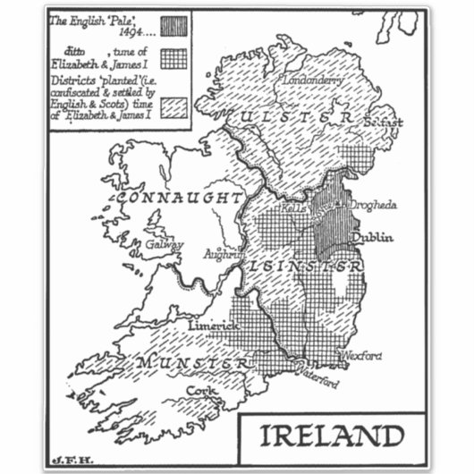  oude Wereldkaart van Ierland kunst Sticker (Voorkant)