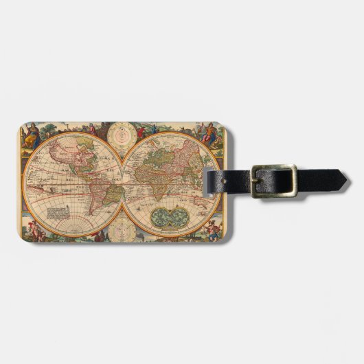 Oude Wereldkaart van Nicolaas Visscher Bagagelabel (Voorkant horizontaal)