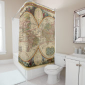 Oude Wereldkaart van Nicolaas Visscher Douchegordijn (In situ)