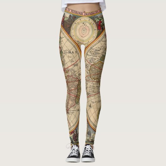 Oude Wereldkaart van Nicolaas Visscher Leggings (Voorkant)