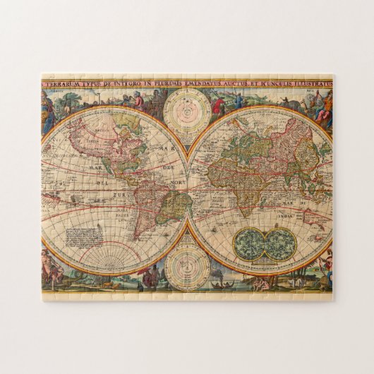 Oude Wereldkaart van Nicolaas Visscher Legpuzzel (Horizontaal)