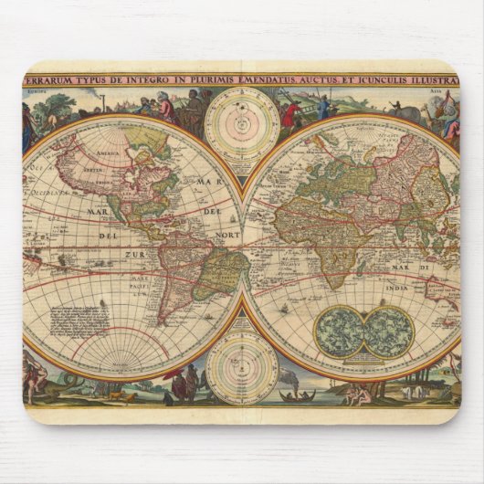 Oude Wereldkaart van Nicolaas Visscher Muismat (Voorkant)