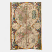 Oude Wereldkaart van Nicolaas Visscher Theedoek (Verticaal)