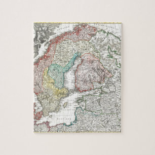 Oude Wereldkaart van Noord-Europa Legpuzzel