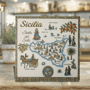 Oude Wereldkaart van Sicilië Tegeltje