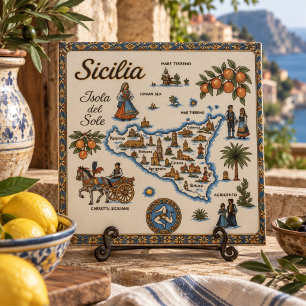 Oude Wereldkaart van Sicilië Tegeltje