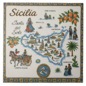 Oude Wereldkaart van Sicilië Tegeltje (Voorkant)