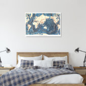 Oude Wereldkaart Vloer van de Oceanen Canvas Afdruk (Insitu (Slaapkamer))