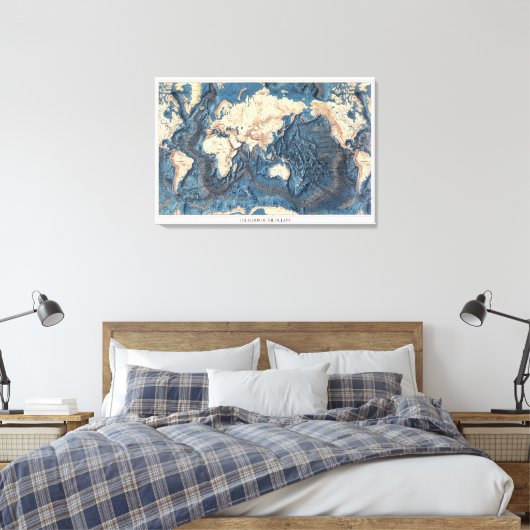Oude Wereldkaart Vloer van de Oceanen Canvas Afdruk (Insitu (Slaapkamer))