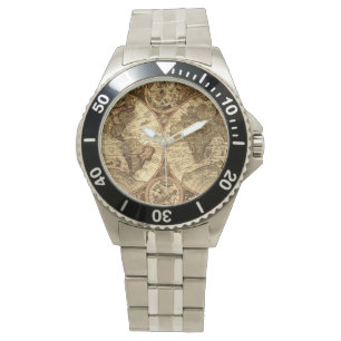 oude wereldkaart watch horloge
