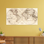 Oude Wereldkaart zonder been (1795) Canvas Afdruk (Insitu (Woonkamer))