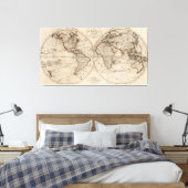 Oude Wereldkaart zonder been (1795) Canvas Afdruk (Insitu (Slaapkamer))