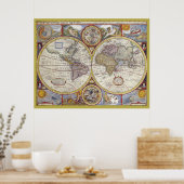  oude wereldkaarten Antiek kaart Poster (Keuken)