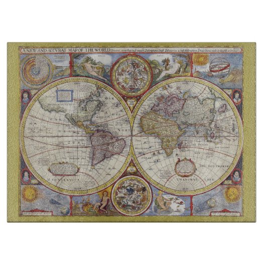  oude wereldkaarten Antiek kaart Snijplank (Voorkant)