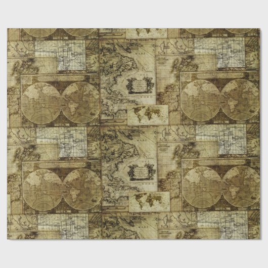  oude wereldkaarten Antiek kaarten Cadeaupapier (Vlak)